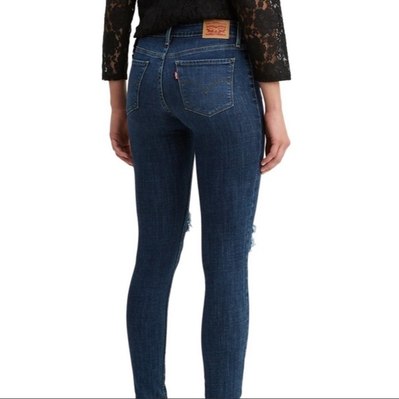 Levi 711 Skinny Distressed Knee Jeans - Picture 2 of 16